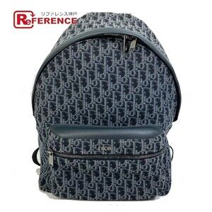 Dior Trotter Oblique Backpack Canvas Leather Navy Blue